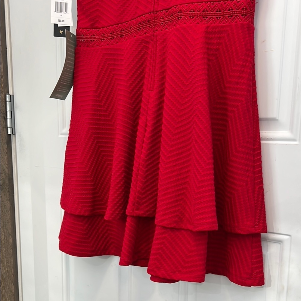 City Triangles Red Midi Dress with Tiered Design - Picture 6 of 9